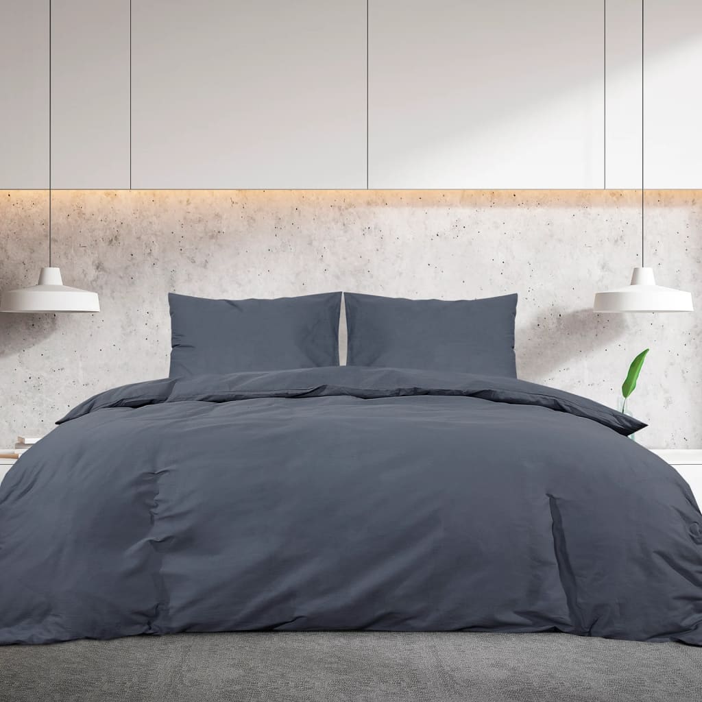 vidaXL Bettwäsche-Set Anthrazit 220x240 cm Baumwolle