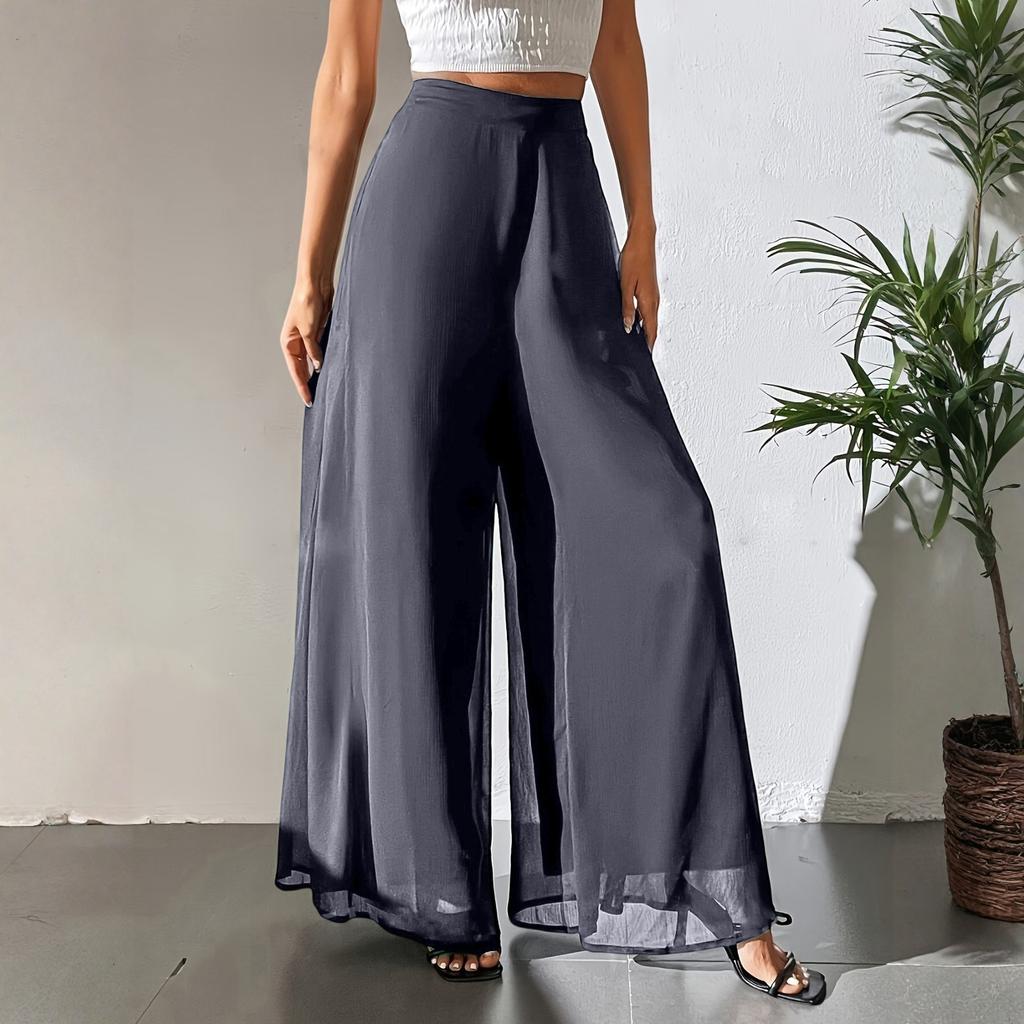 Women'S Wide Leg Pants  Casual Elastic Waist Loose-Fit Long Trousers, Lightweight, Suitable for All Seasons