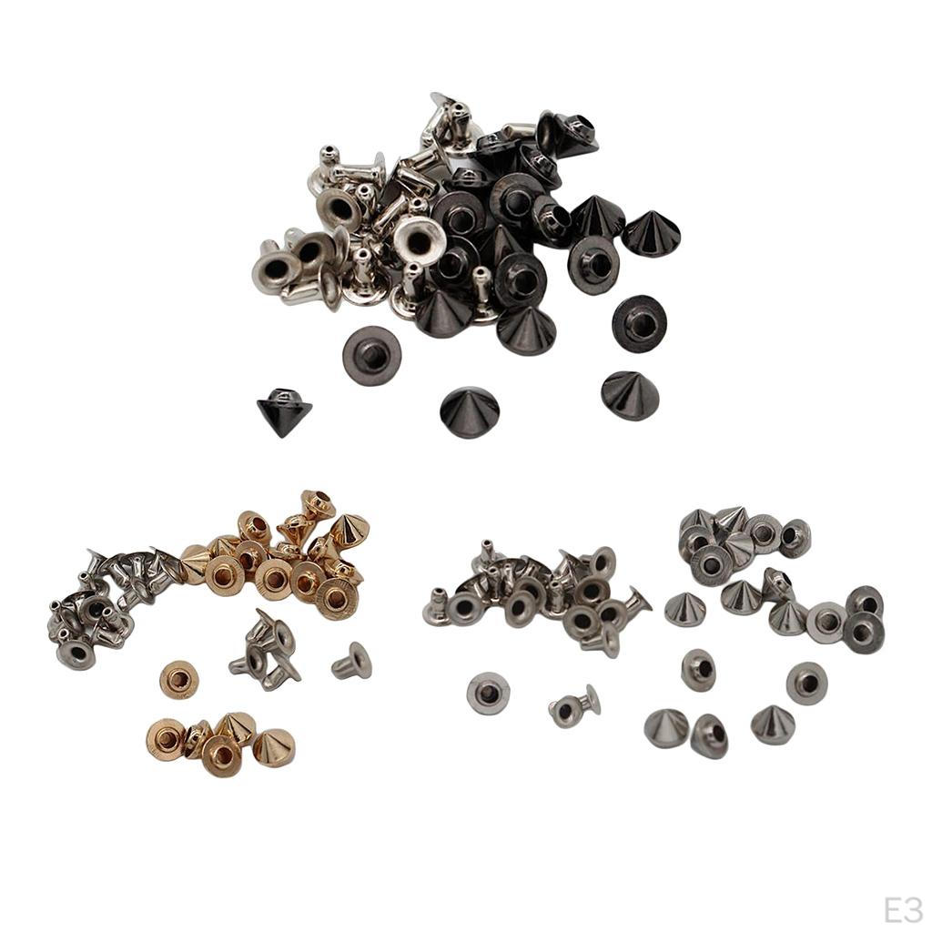 20 nitar Assorted Kit Rund kon Dekorativt 7 mm gör-det-själv-läderhantverksdubbar