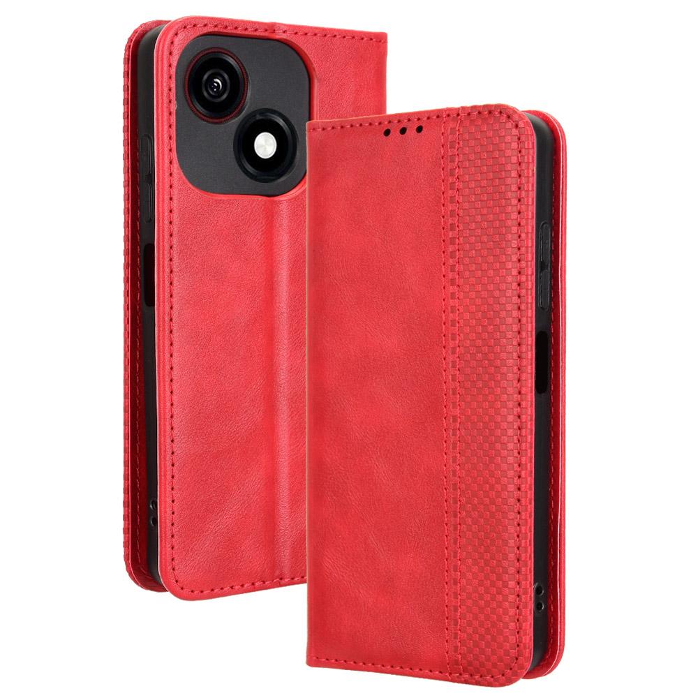 

Шкіряні фліп-чохли для ZTE Blade A35e Leather Case [Flip Vintage Leather] Wallet Протиударні міцні ретро фліп-чохли for ZTE Blade A35e червоний