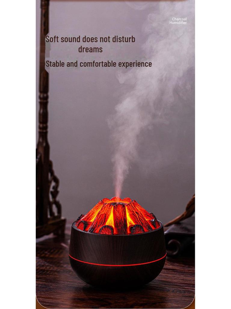 USB Atmosphere Night Light Humidifier with Simulated Charcoal Fire