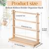 4 Tiered Wood Ribbon Holder with Hanging Hook Wood Scale Ruler Storage Ribbon Spool Holder Sewing Supply Organizers