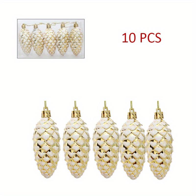 

10 шт. Різдвяні прикраси у вигляді соснових шишок, розфарбовані пластикові соснові шишки, ялинкові прикраси, підвісні соснові шишки для DIY ремесел, домашній різдвяний декор, подарунок Golden