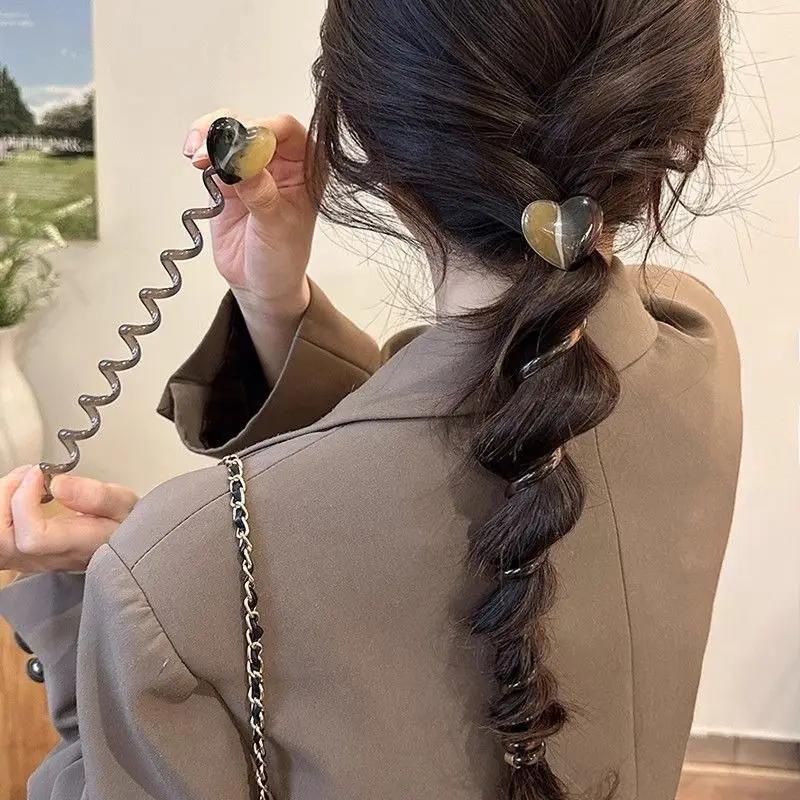 New High-end Simple Bubble Braid Hairband Female Love Telephone Line Hair Ring Ponytail Braiding Artifact