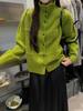 Women's Winter Korean High Neck Wool Sweater Coat - Casual, Warm, Single-Breasted, Loose Fit.