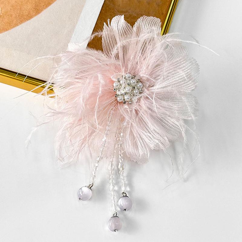 Fairy Beauty Multi-layer Pearl Feather Flower Patches DIY Hairpin Hair Accessories Corsage Applique Sweater Coat Accessories