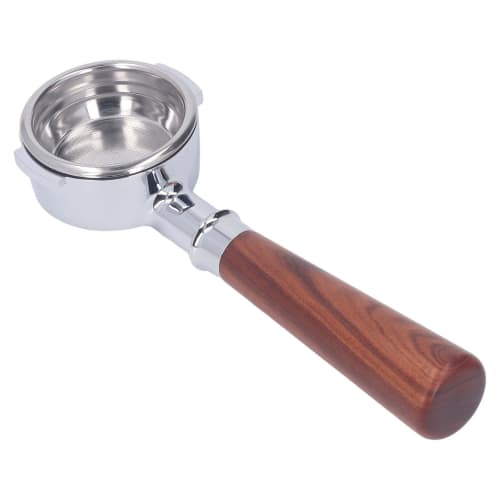 

58mm Bottomless Portafilter, 2-Lug Wooden Handle Bare Portafilter for Expobar, Rocket, Faema, Rancilio, EM19M2, CRM3605, and CASADIO, Includes Filter