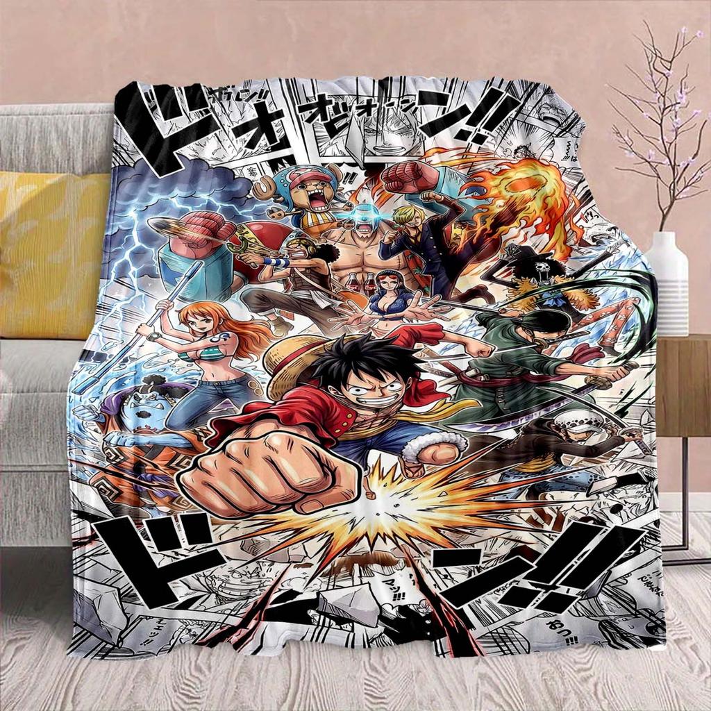 One Piece Anime Flannel Blanket - Soft Warm Perfect for Sofa, Bedding Camping Travel Office Home Decor -QJY