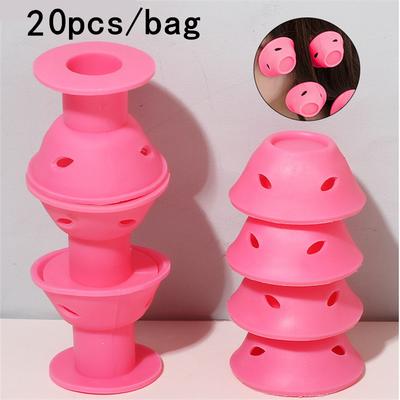 10/20PCS Pink Soft Silicone Magic Hair Care Rollers No Heat Hair Curler DIY Curling Styling Tool for Beautiful Curls