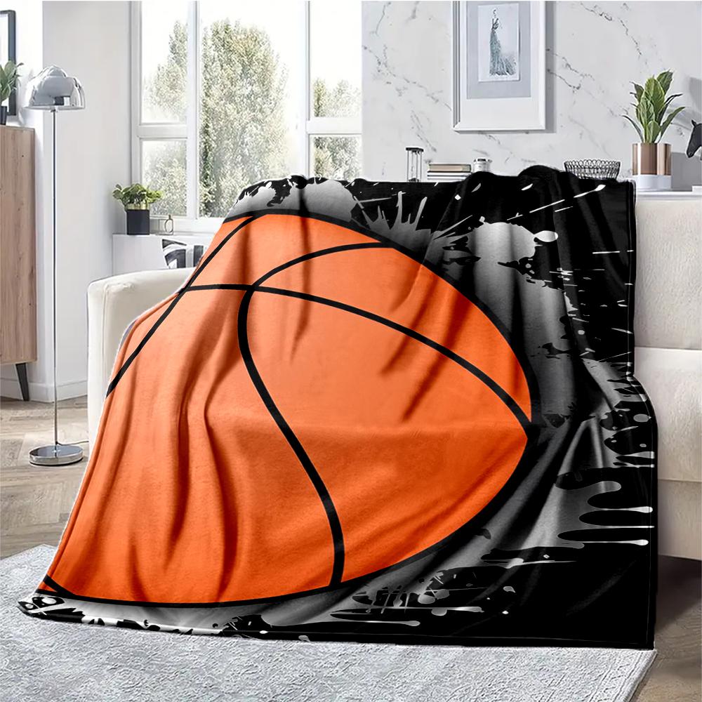 Deka s potiskem na téma basketbal - Ideální na pohovku, postel, cestování a venkovní použití | Lze prát v pračce, útulná a odolná.