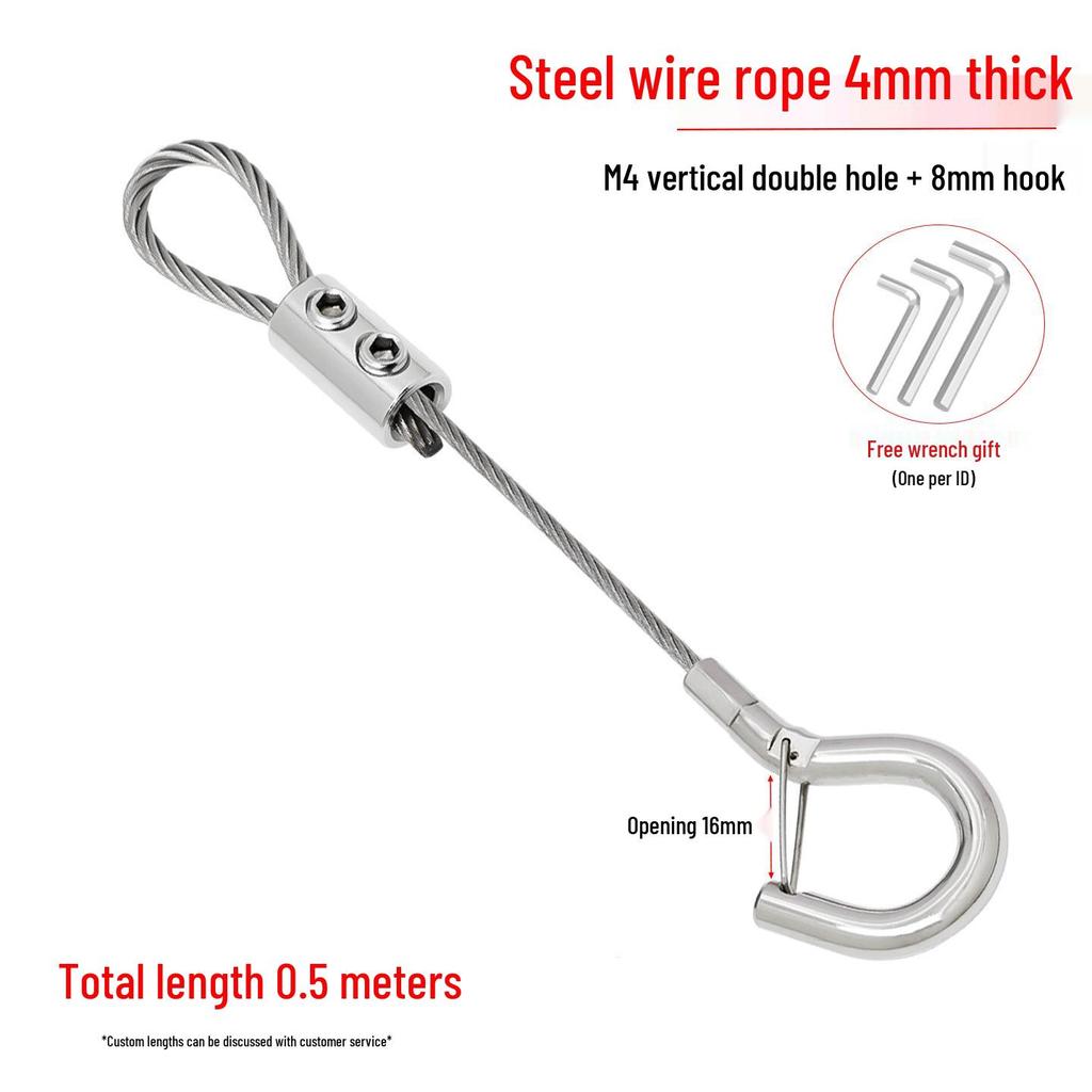 304 Stainless Steel Wire Rope Lock Buckle, 1-4mm Adjustable Hanging Picture and Lighting Wire Hook Adjuster