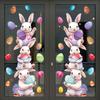 Easter Stacking Bunnies with Eggs Static Cling Window Stickers for Fridge Glass Decoration Easter Party Home Decor