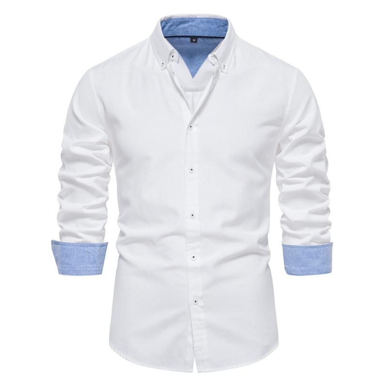 Herre Euro Fit Slim Fit Ensfarget Langermet Fritidsskjorte