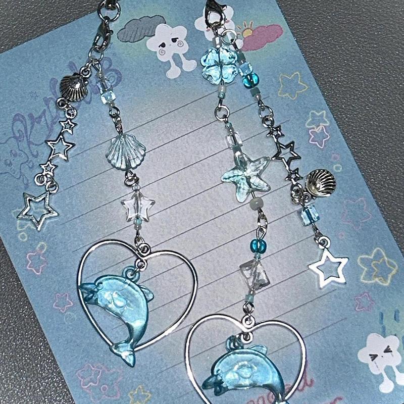 Summer Sea Dolphin Shell Star Phone Charms Pendant Diy Bead Safe Lucky Cases Hanging For Bag Ccd Camera Colorful Y2K Ins Korea