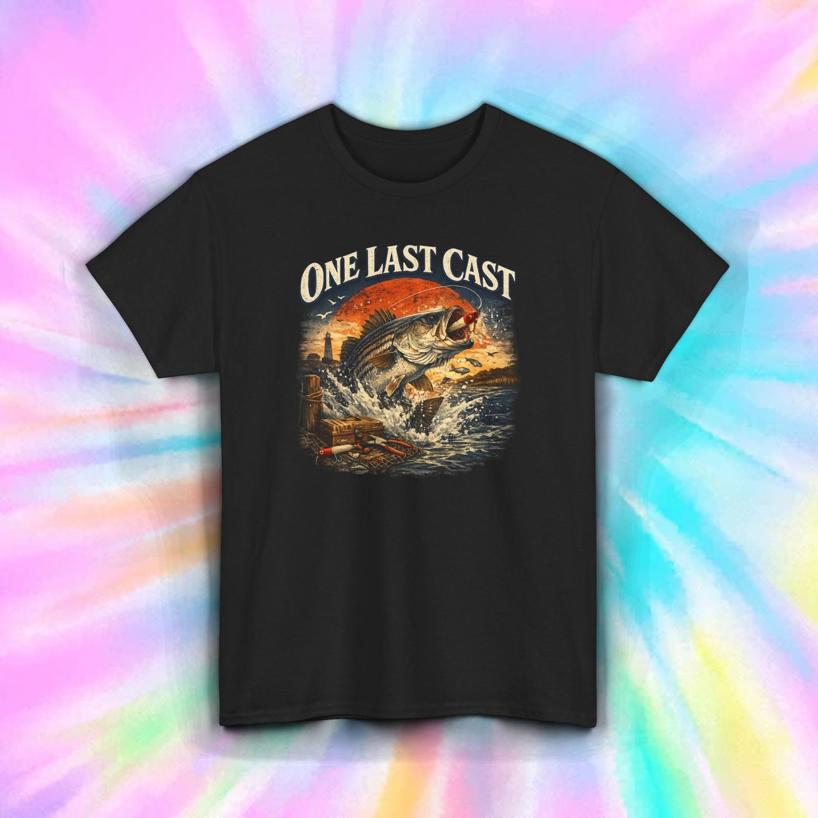 One Last Cast Fishing T-Shirt Bass Fisherman Angler Vintage Fishing Tee XXXXL