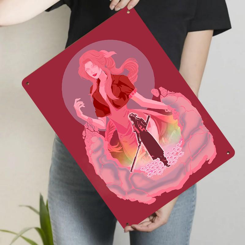 

Japanese Anime Style Girl Silhouette Metal Iron Painting Home Decor Living Room Bedroom Wall Art Hanging Ornament 20x30cm（7.8x11.8inch）