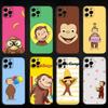 Curious George Monkey Phone Case For iPhone 16,15,14,13,12,11 Plus,Pro Max, Soft Silicone Black Cover