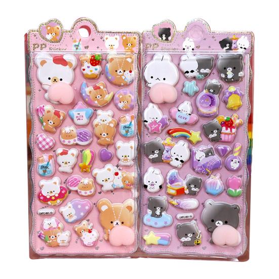 

3D Puffy Stickers Panda Rabbit Bear Animal Squishy Stickers for Kids Cute Bubble Butt Stickers for Crafts Phone Case Decor F