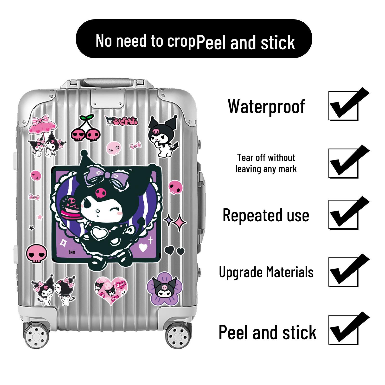 Kuromi Cartoon Luggage & Wall Decal Sticker Sheet