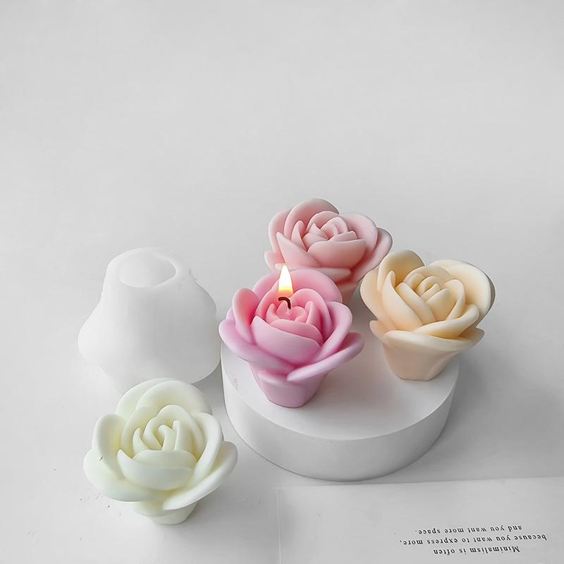 3D Rose Flowers Silicone Mold DIY Aroma Candle Plaster Resin Ornaments Mould Handmade Soap Candle Making Supplies