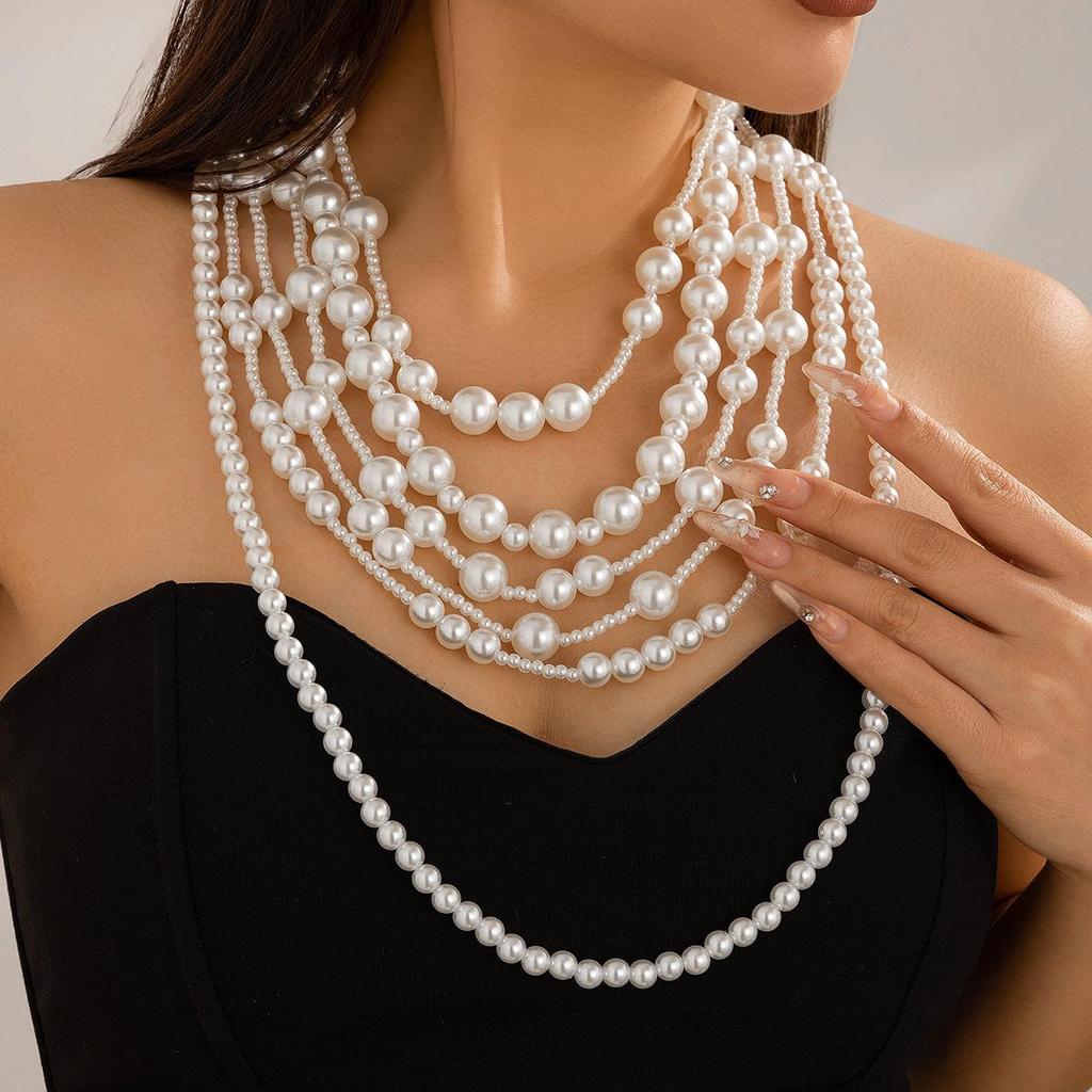 Baroque Multilayer Pearl Necklace - Retro French Choker for Women