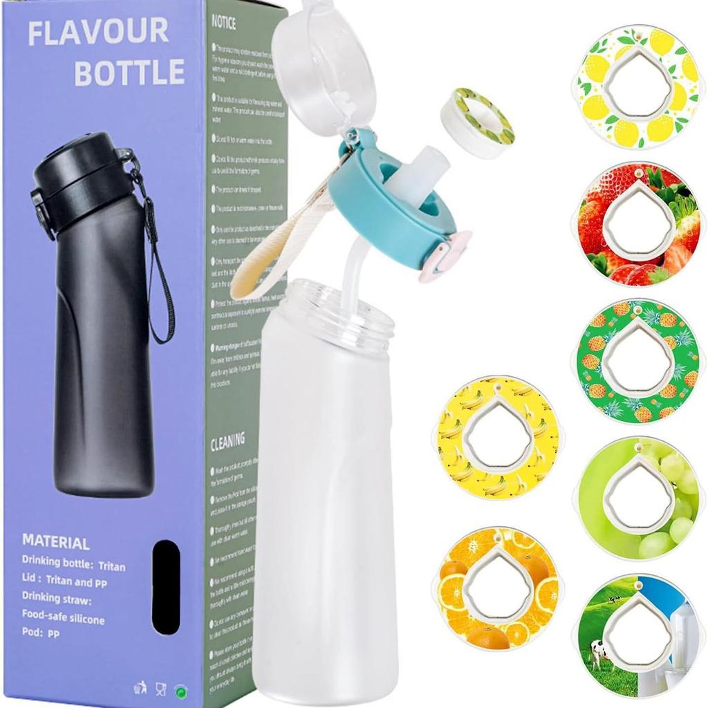 Scented 750ml Sports Water Bottle with Flavor Ring and Straw