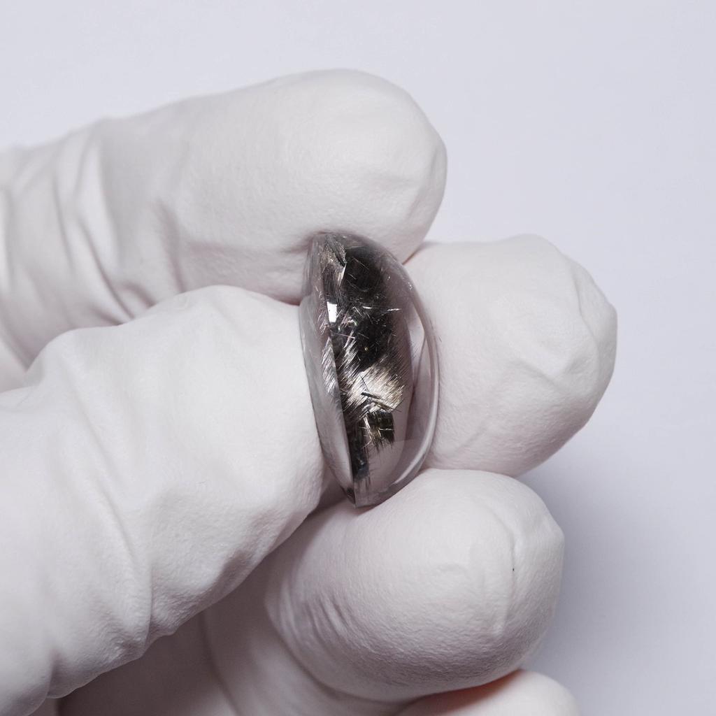 Stone Natural Mineral Rutile in Quartz Inclusion 19x14x9mm [N2 Natural] (Rutilated Quartz) / (5 "One-of-a-kind" Approx. 19.1ct, Origin Brazil)