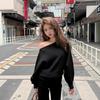 Women's Korean-Style Off-Shoulder Red Knit Sweater, Loose Fit, Autumn & Winter Wear