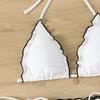 Split Neck Gathered Lace Bikini Swimsuit Women Sexy