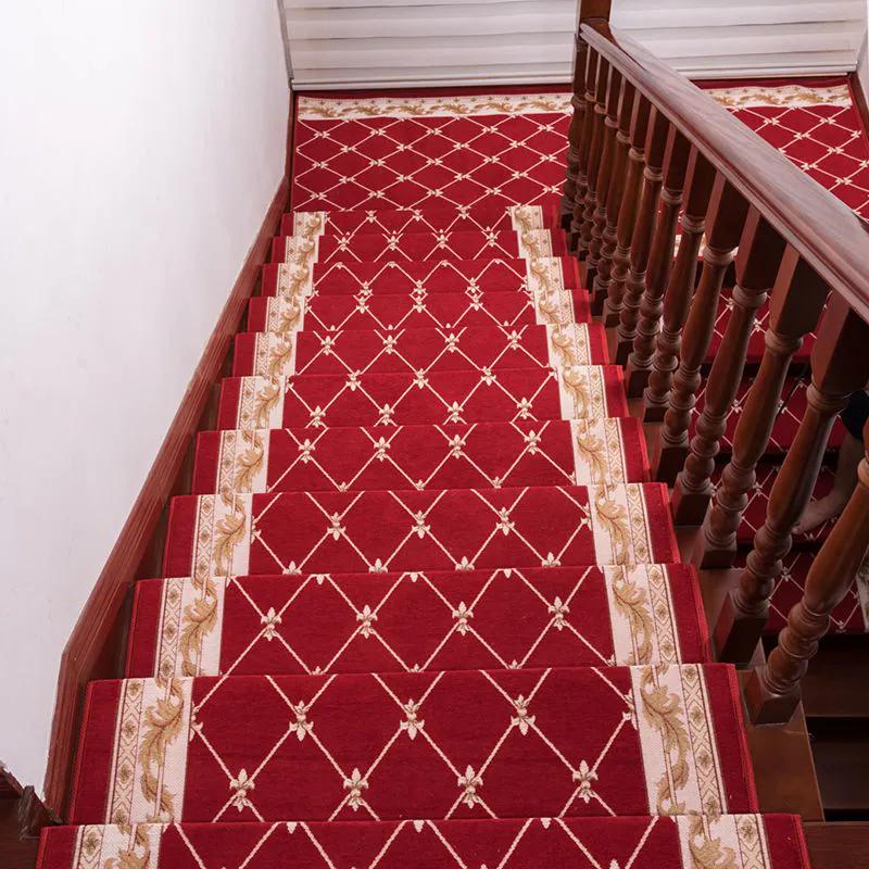 WTEMPO Non-adhesive Self-adhesive Non-slip Stair Mat Solid Household Step Pad Vintage European Style Stair Carpet