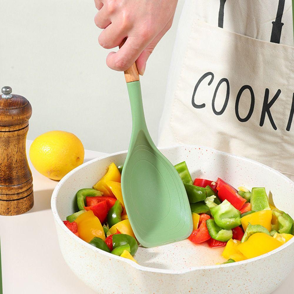 Heat Resistant Silicone Spatula Kitchen Gadgets Wooden Handle Shovel Soup Spoon Ladle Non Stick Kitchen Cooking Utensils