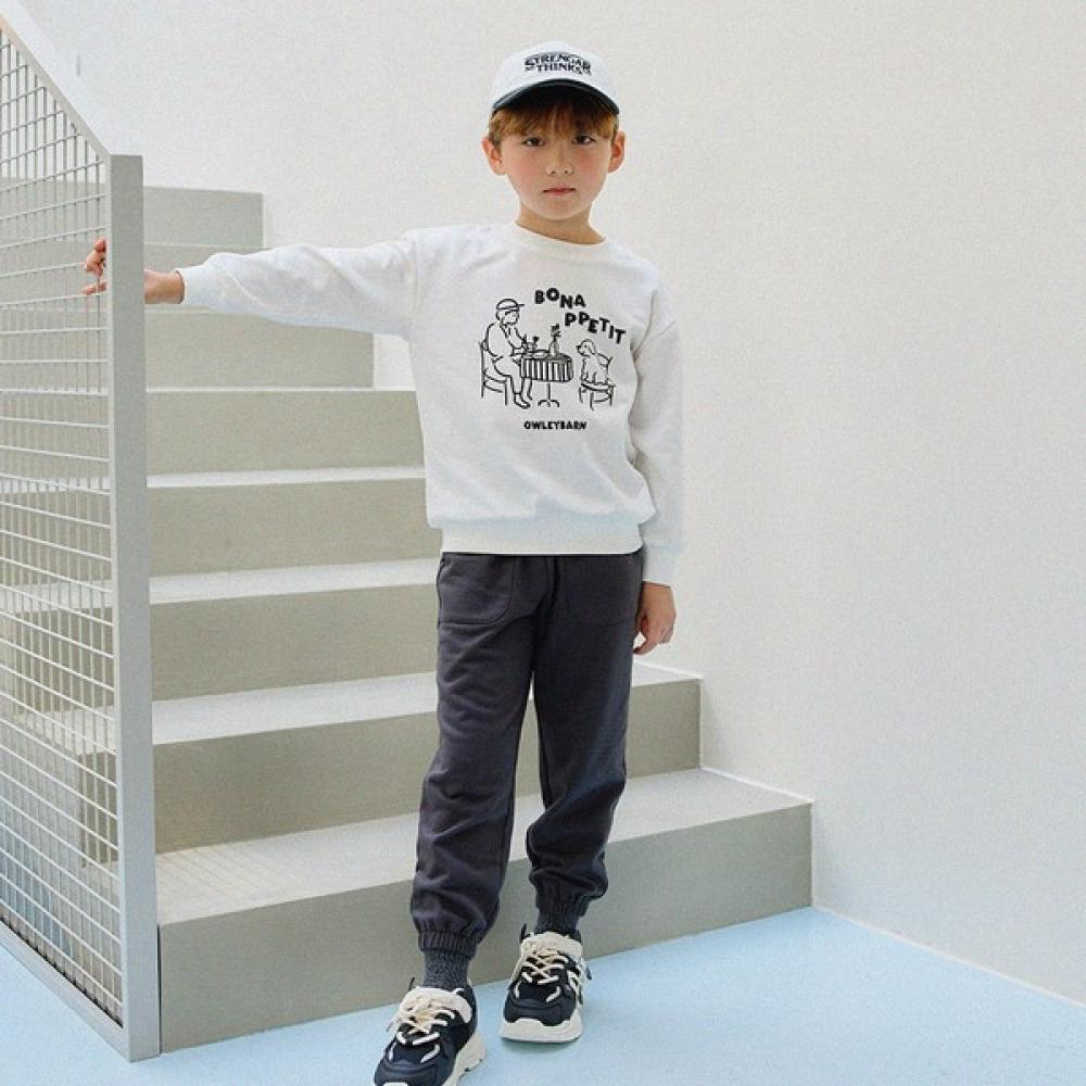  Olivan  Simple Graphic Sweatshirt Top And Bottom  White 