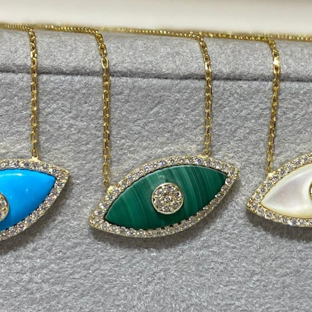 Electroplated Devil's Eye Necklace 18K True Gold Opal Zircon Necklace  Jewelry Gift