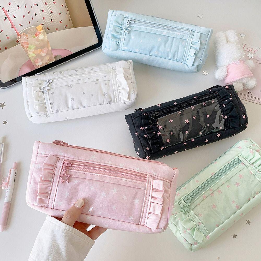 Large Capacity Star Pencil Case Printed Makeup Bag Trendy Pen Organizer  Kids Gift