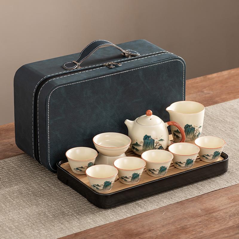 Dragon Egg Teapot Huang Ru Kiln Travel Kung Fu Tea Set Household Portable Teacup Teapot Light Luxury Business Gifts