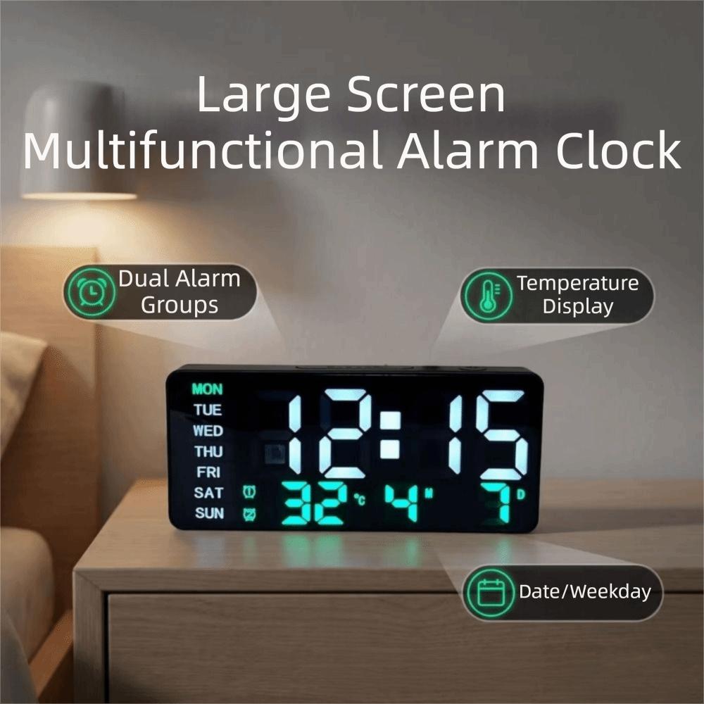 Dual Alarm Electronic Clock Large Screen Date Week Display Timer Desktop Clock Living Room