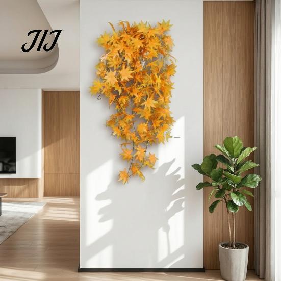 Decorative Hanging Vines for Store Display 5?Fork Artificial Maple Leaf Vine, Fake Foliage Wall Indoor Greenery Living Room Plant, Simulated