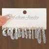 Trendy Gold Silver Earrings Set 6Pairs Pearl Heart Hoop Earrings for Women Jewelry