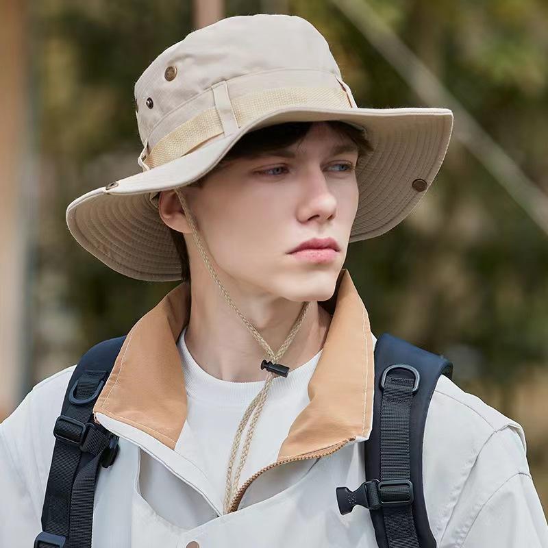 Nouveau Chapeau Bob d'Été Chapeau de Soleil d'Extérieur pour la Pêche Chapeau de Soleil pour la Randonnée Casquette Protection Solaire Pliable à Large Bord UPF 50+