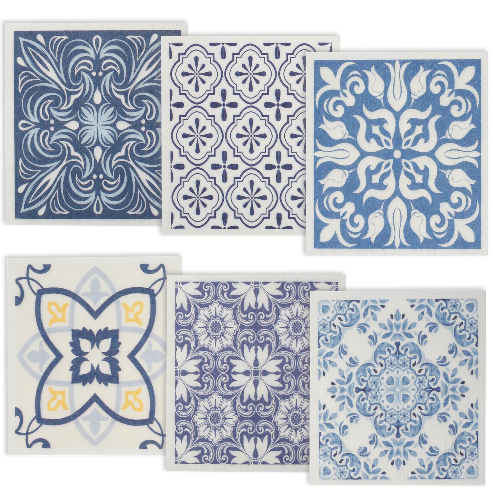 

5/6 шт. Экологичные полотенца для мытья посуды, многоразовые шведские кухонные полотенца, суперабсорбирующие, быстросохнущие, с принтом, чистящие полотенца для посуды