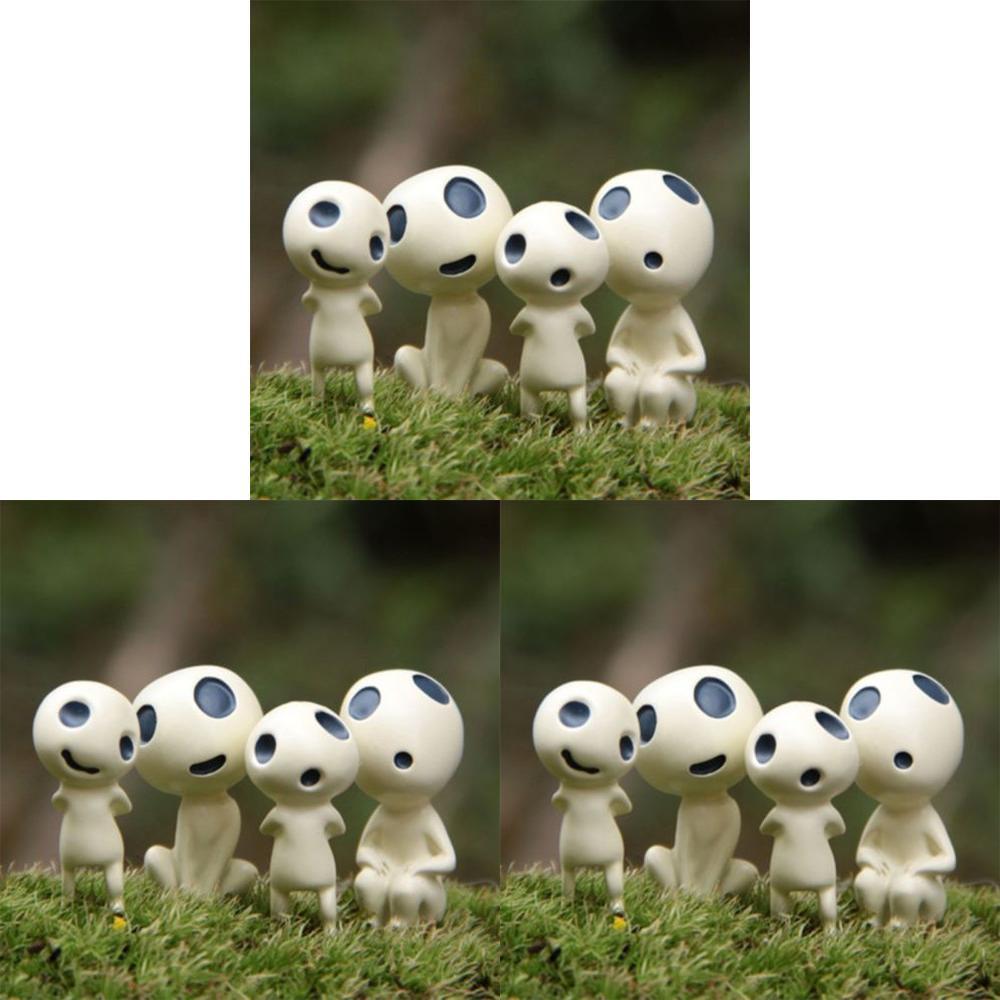 Enchanting 4pcs Cute Studio Ghibli Princess Mononoke Forest Spirit Elf Kodama Figures Collection