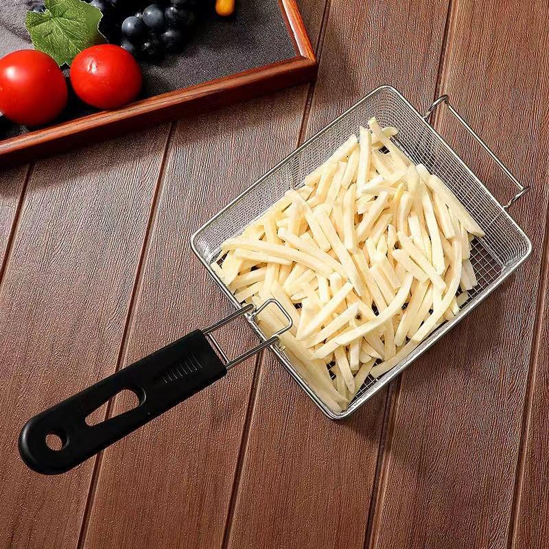 Stainless Steel Fryer Screen French Fries Frame Square Filter Net Encrypt Colander Strainers Shaped Frying Fried Mesh Basket
