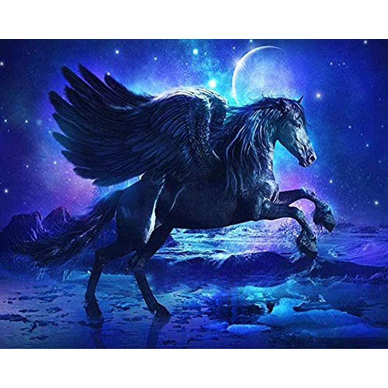 5D-Diamant-Kunst-Set zum Selbermachen, komplett, rund, Pferd, Diamant-Stickerei, Mosaik, Kreuzstich, Tier, Heimdekoration