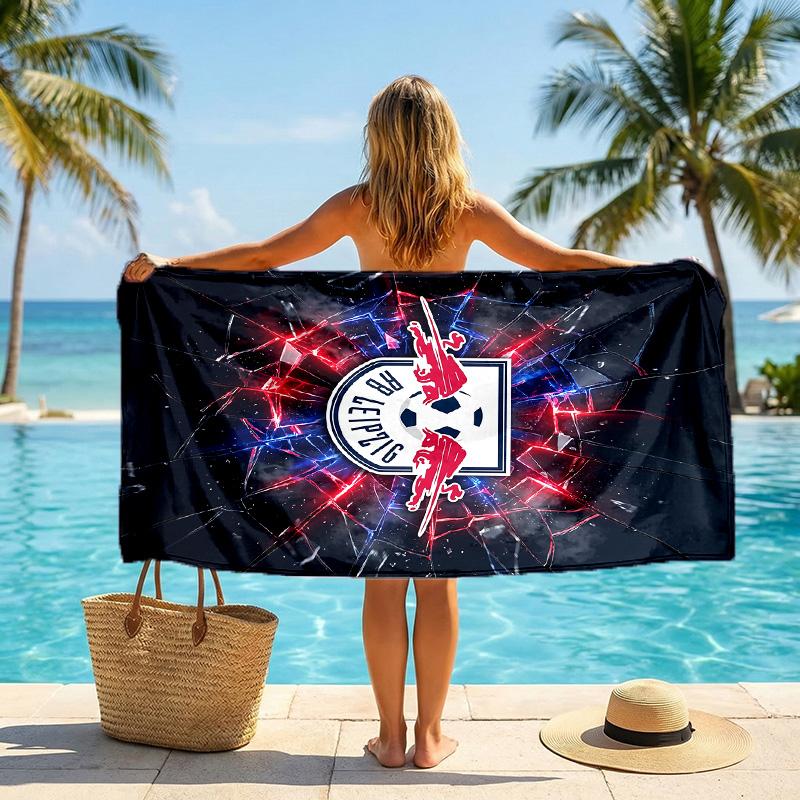 RB Leipzig Asciugamano da Spiaggia Calcio Microfibra Morbida Asciugamano Estivo Asciugatura Rapida Assorbente per Spiaggia Piscina Viaggio