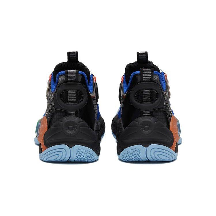 Anta Kids Asymmetric 2 Comfortable Daily Non-Slip Wear-Resistant Mid-Top Basketball Shoes Kids Basketball Shoes Black Gray Orange 312321102-4