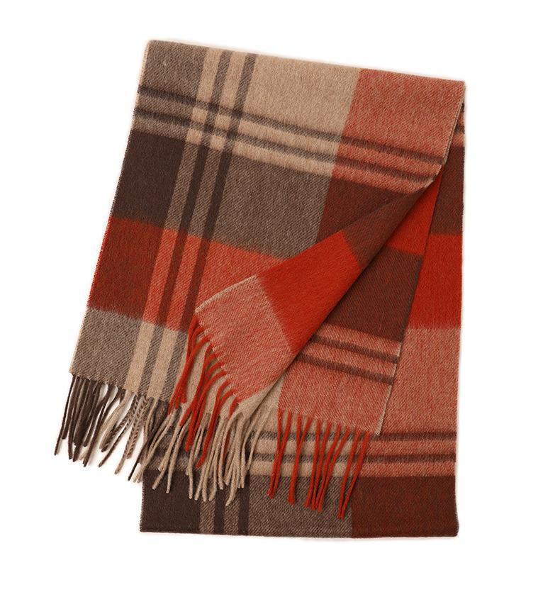 Hong Rong Unisex Wool Plaid Scarf - Warm for Autumn/Winter