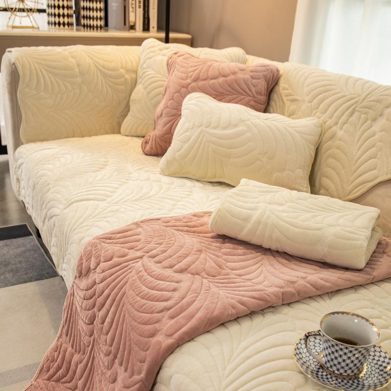 Milk Fiber Winter Plush Sofa Cushion Winter Thickening Cushion Shaped Simple Modern Full Cover Cloth