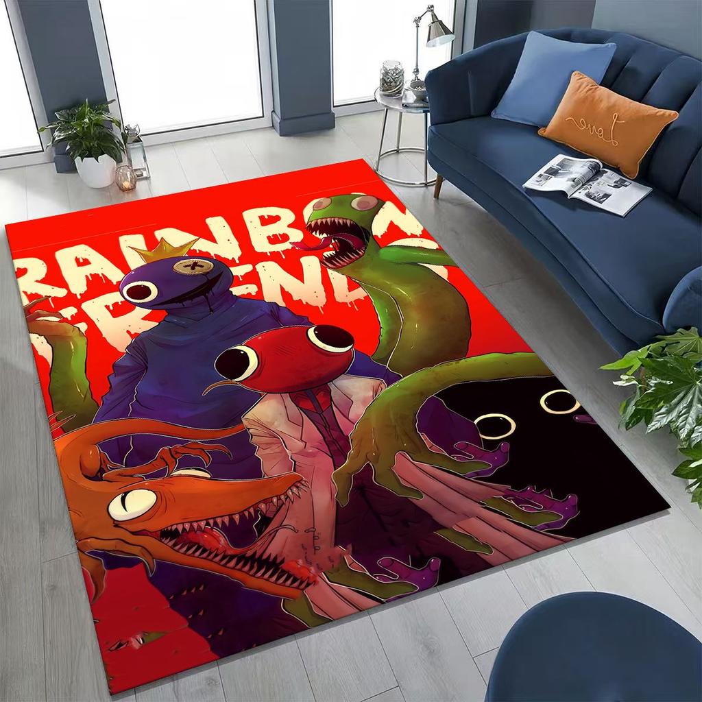 Game 3D R-Rainbow F-Friends Cartoon Art Rug for Bedroom Living Room Sofa Home Doormat Decor,Large Kid Play Non-slip Floor Mat