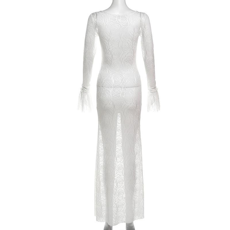 Podzimní Dámská Móda Sexy Perspektiva Šaty na hýždě s dlouhým rukávem a vysokým pasem Úzký střih