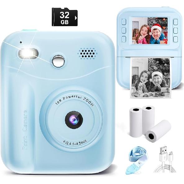 MINIBEAR Kinderkamera Sofortbildkamera für Kinder Digitalkamera Kleinkindspielzeug Weihnachts-Geburtstagsgeschenke für 3 4 5 6 7 8 9 10 Jährige Jungen Mädchen,